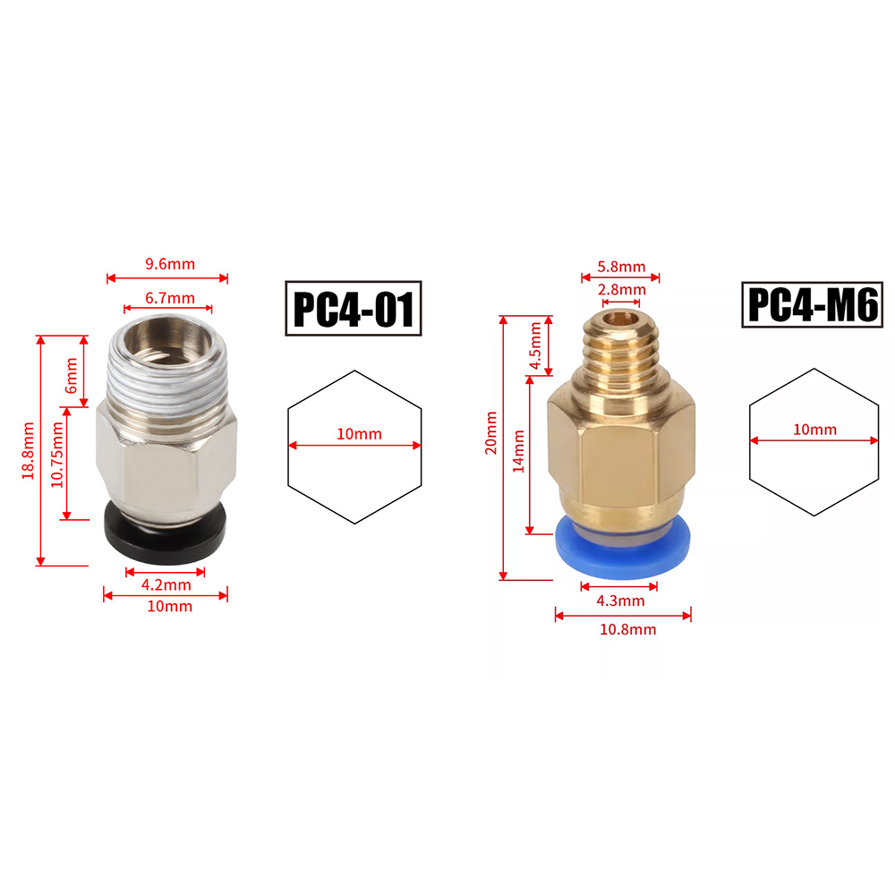 Ptfe Tape Thread - 10 pz/lotto Connettori Pneumatici PC4-M10 per